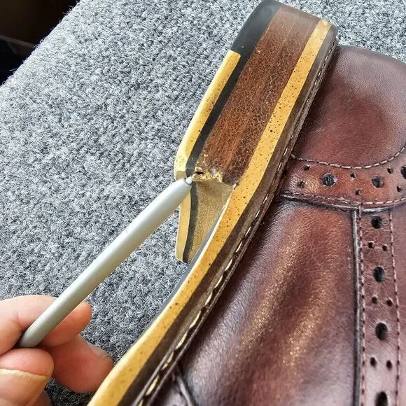 Joseph Abboud Mens Brown Leather Wingtip Derby Dress Shoe Sz 10‎  pre-owned - Picture 10 of 14